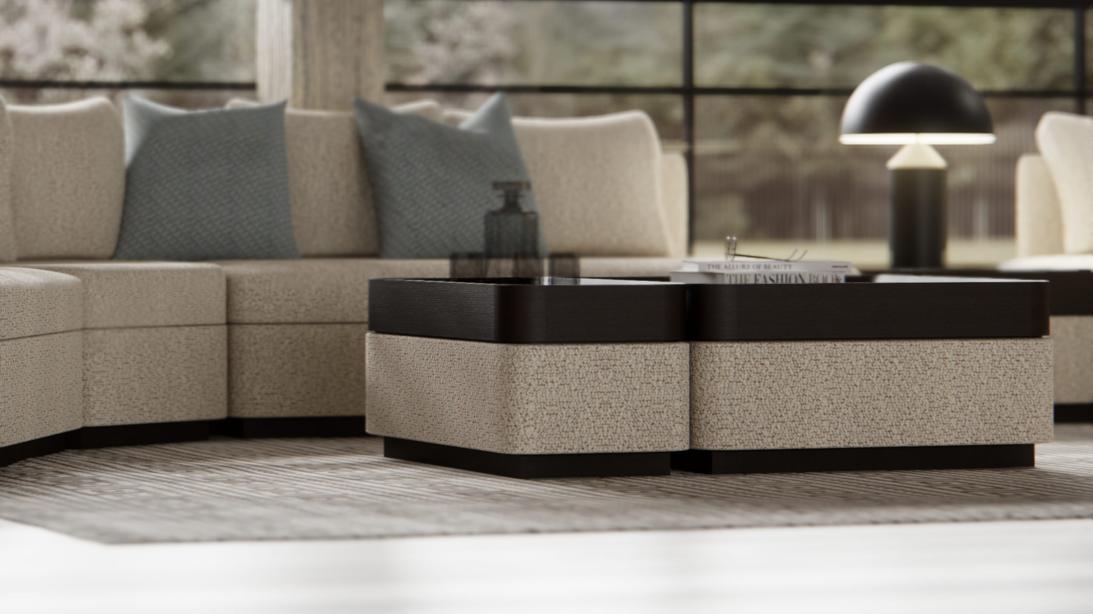 Beverly Hills Half-Square Coffee Table (17"x33")