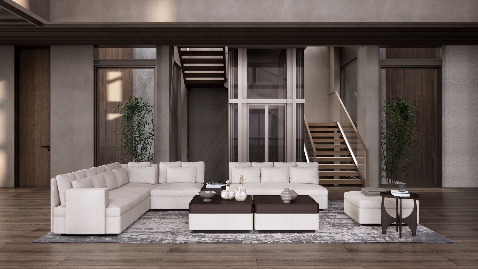 Beverly Hills Double Square Sectional Sofa (70"x33")